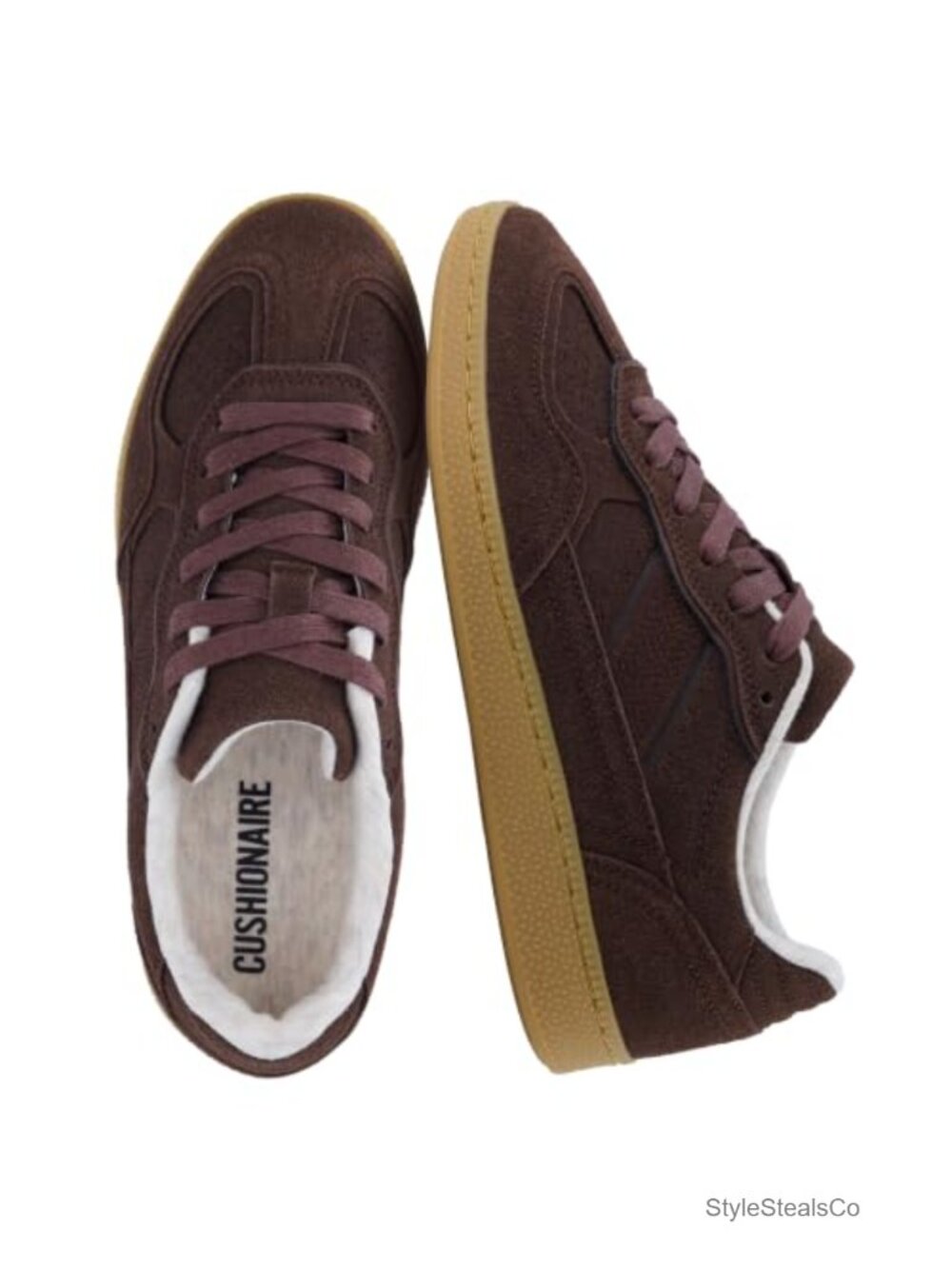 Cushionaire Bettina Retro Low Top Lace Up Vegan Suede Sneakers Women's Gum Sole